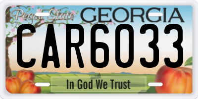 GA license plate CAR6033
