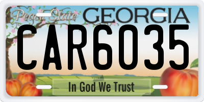 GA license plate CAR6035
