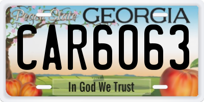 GA license plate CAR6063