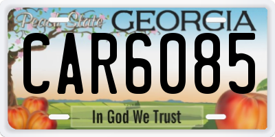 GA license plate CAR6085