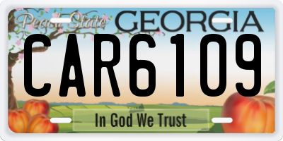 GA license plate CAR6109