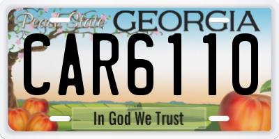 GA license plate CAR6110