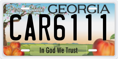 GA license plate CAR6111