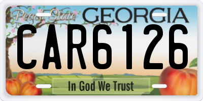 GA license plate CAR6126