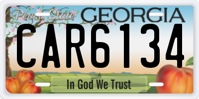 GA license plate CAR6134