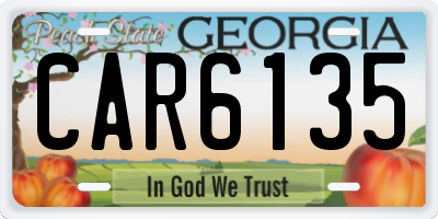 GA license plate CAR6135