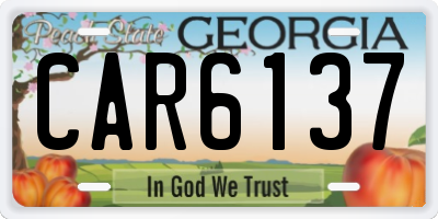 GA license plate CAR6137