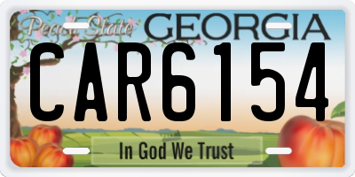 GA license plate CAR6154