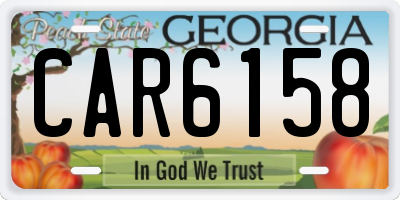 GA license plate CAR6158