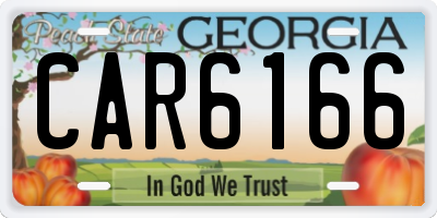 GA license plate CAR6166