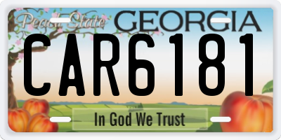 GA license plate CAR6181