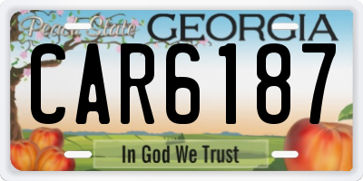 GA license plate CAR6187