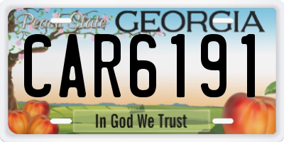 GA license plate CAR6191