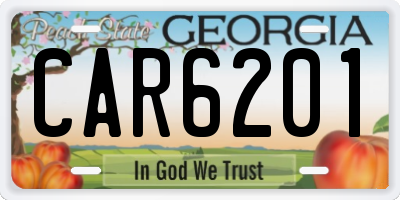 GA license plate CAR6201