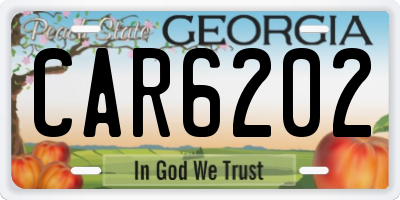 GA license plate CAR6202