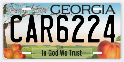 GA license plate CAR6224
