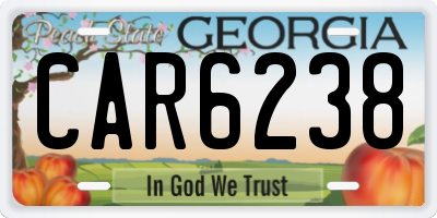 GA license plate CAR6238