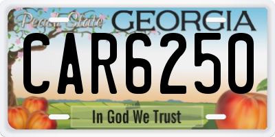 GA license plate CAR6250