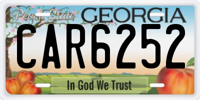 GA license plate CAR6252