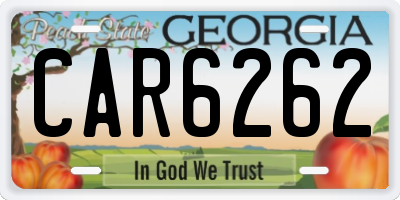 GA license plate CAR6262