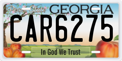 GA license plate CAR6275