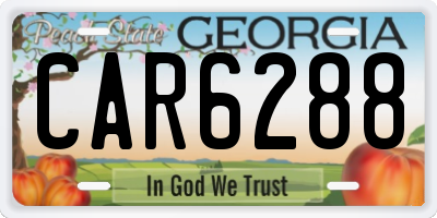 GA license plate CAR6288