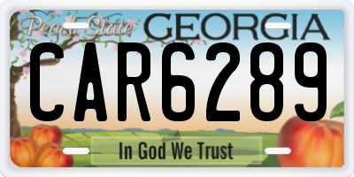 GA license plate CAR6289