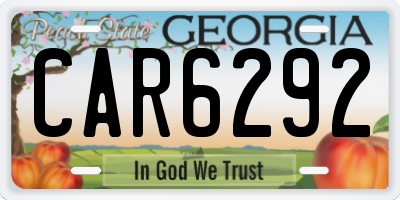 GA license plate CAR6292