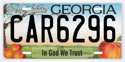 GA license plate CAR6296