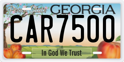 GA license plate CAR7500