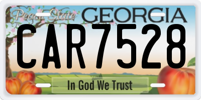 GA license plate CAR7528
