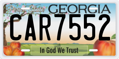 GA license plate CAR7552