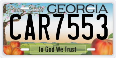 GA license plate CAR7553