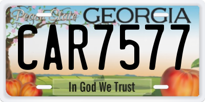 GA license plate CAR7577