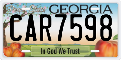 GA license plate CAR7598