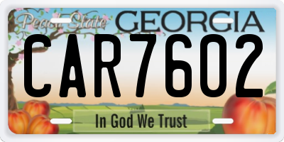 GA license plate CAR7602