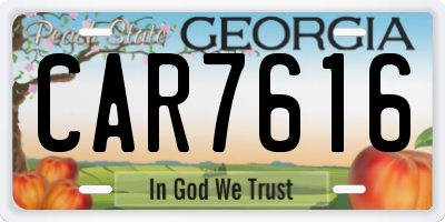 GA license plate CAR7616