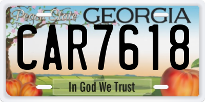 GA license plate CAR7618