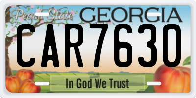 GA license plate CAR7630