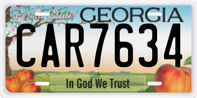GA license plate CAR7634