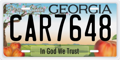GA license plate CAR7648