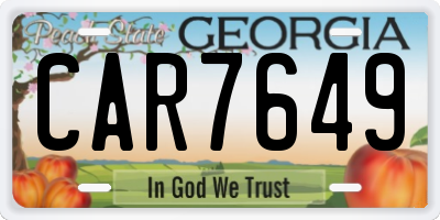 GA license plate CAR7649
