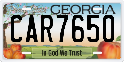 GA license plate CAR7650
