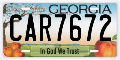 GA license plate CAR7672