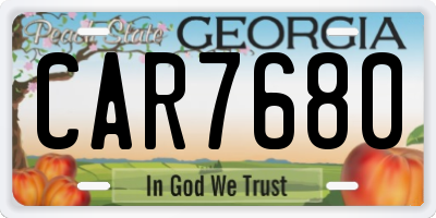 GA license plate CAR7680