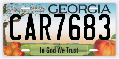 GA license plate CAR7683