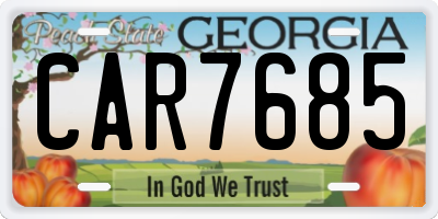 GA license plate CAR7685
