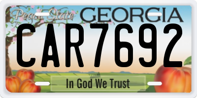 GA license plate CAR7692