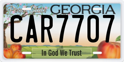 GA license plate CAR7707