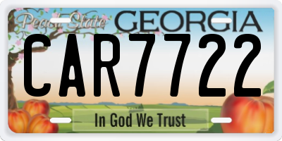 GA license plate CAR7722